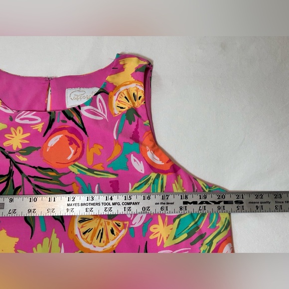 Papagallo Sleeveless Swing Dress Citrus Print Size Large Flowy A Line EUC - Picture 6 of 12